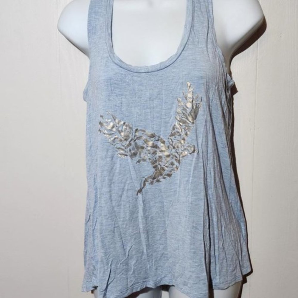 Small Blue Tank with Silver Bird‎ - Z by Zobah